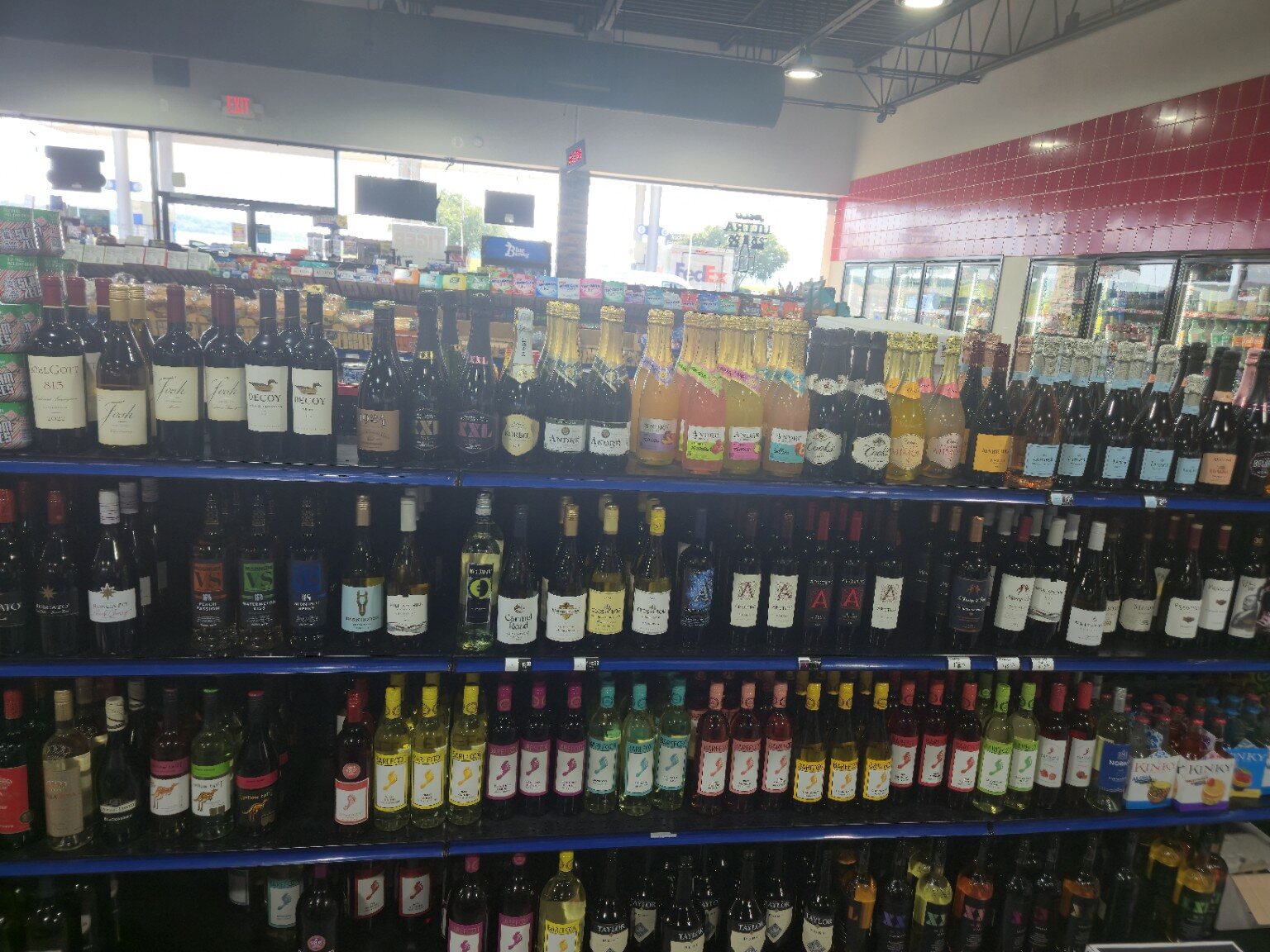 Wine and sparkling selection at Tiger Pride Mart